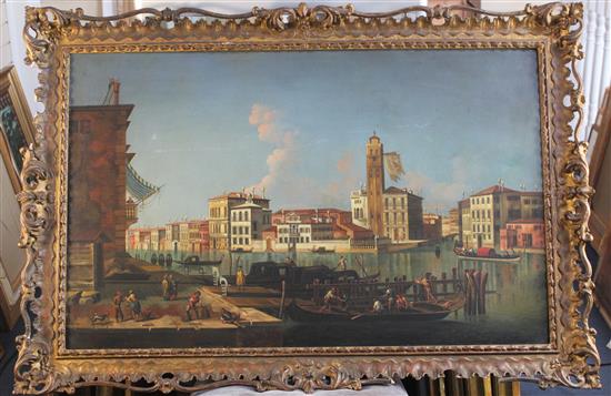 19th century Venetian School Views of the Dogana, with Santa Maria della Salute & The Grand Canal, 24 x 38in.